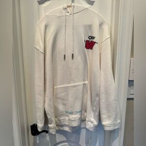 Off White Ladder Logo White Hoodie Size M